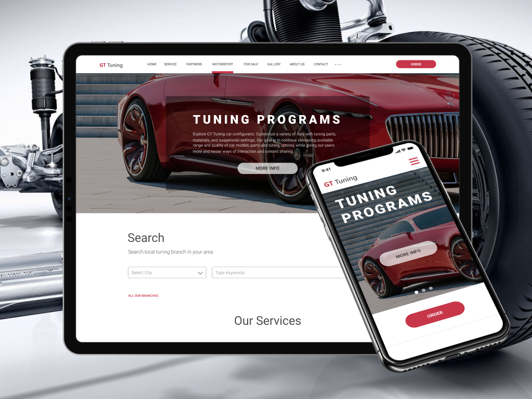 GT Tuning Website screens